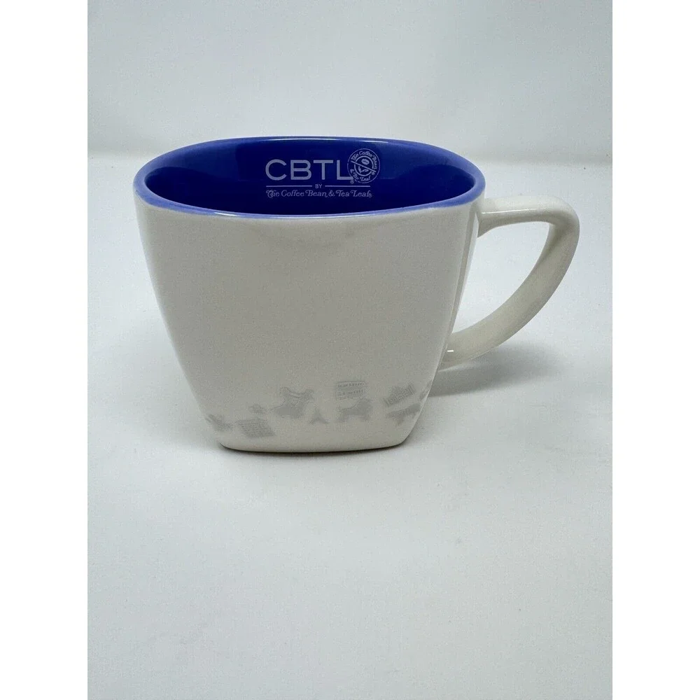 Set of 3 Coffee Bean & Tea Leaf Square Mugs 10, 8, 4oz Ceramic Multi Color